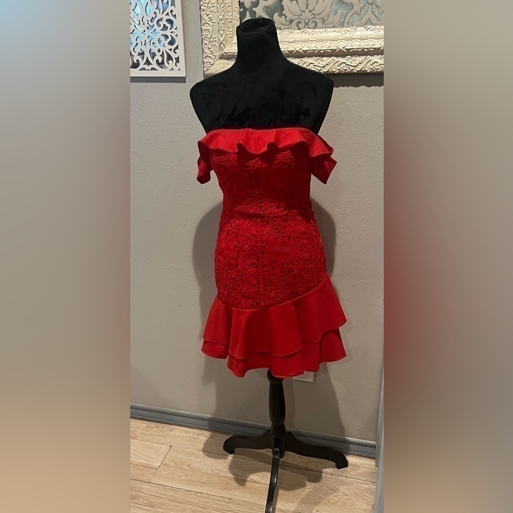 Red lace dress